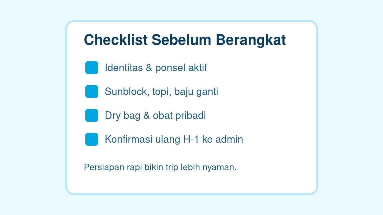 Ilustrasi checklist perlengkapan trip Pulau Keluang