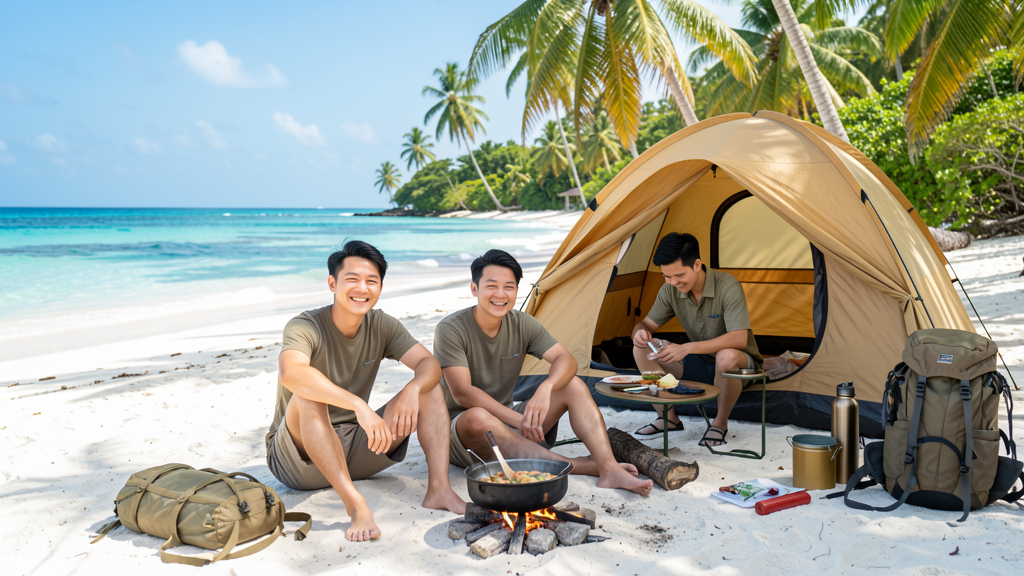 Ilustrasi rombongan kecil menikmati private trip Pulau Keuluang